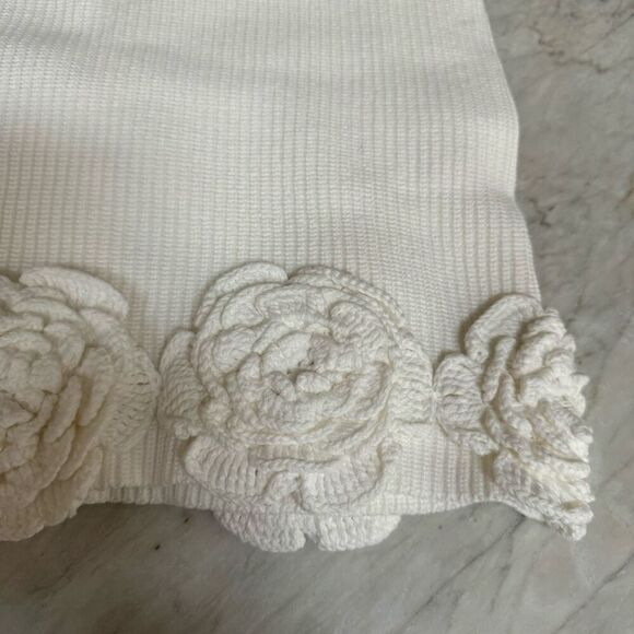 ELEXIAY Tami Rib Empire Waist Minidress handmade crochet In White size M NWT - Picture 8 of 12